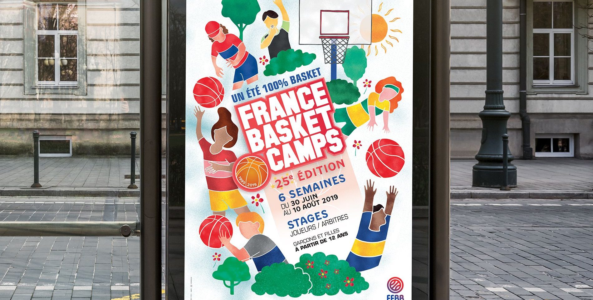 Abri bus affiche France Basket Camps