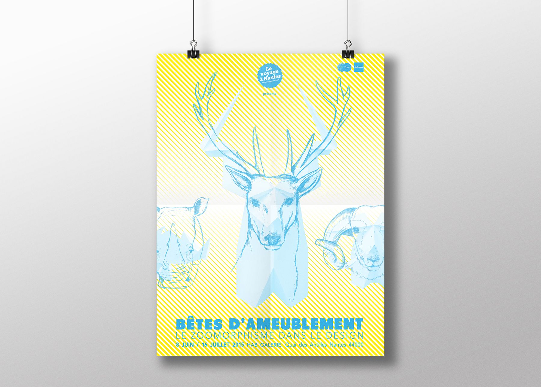 Affiche de l'exposition "Bêtes d'Ameublement" à la française